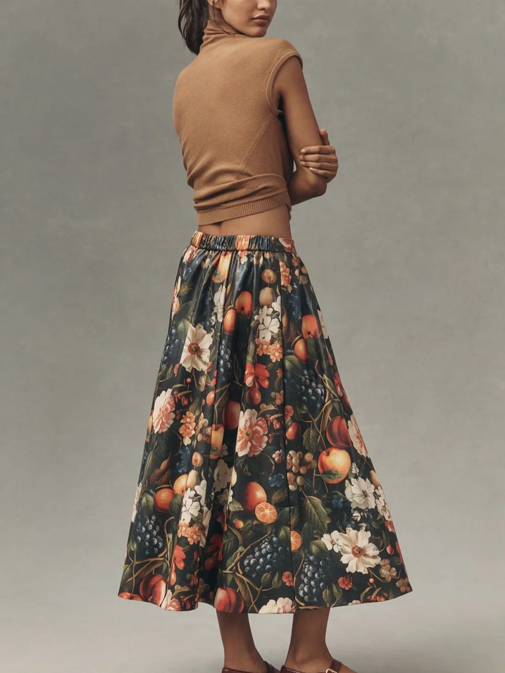 Anthropologie Jacie Faux Leather Midi Skirt by Maeve